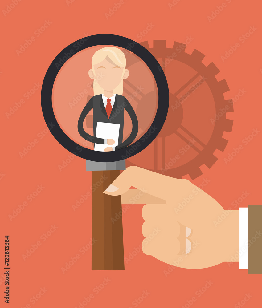 flat design business person with gear and office related icons vector illustration flat design business person with gear and office related icons vector illustration