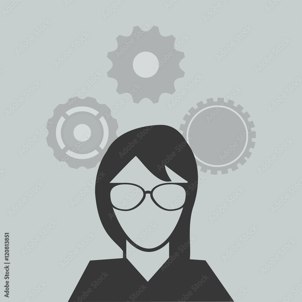 flat design person and gears image vector illustration flat design person and gears image vector illustration