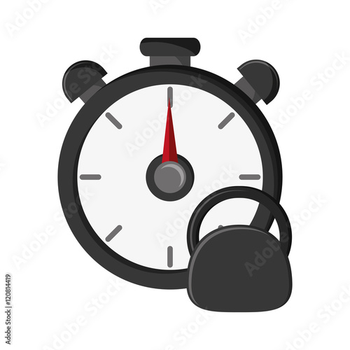 flat design chronometer and kettlebell  icon vector illustration