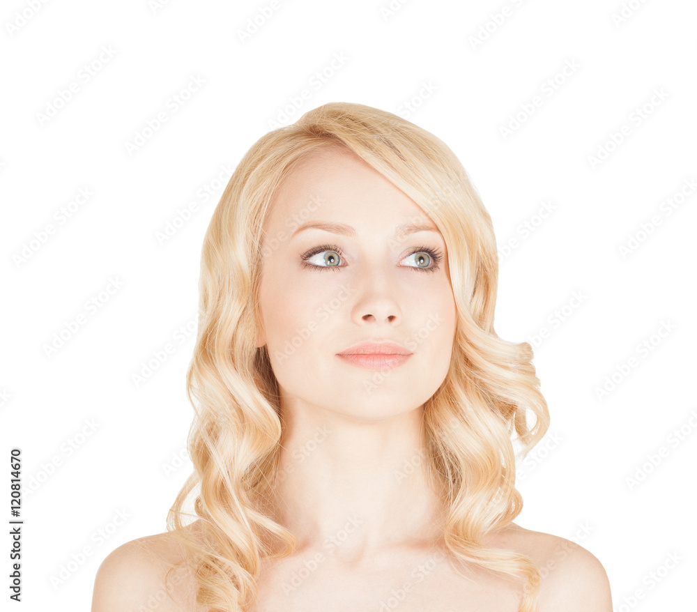 the beautiful blonde on the isolated background the beautiful blonde on the isolated background