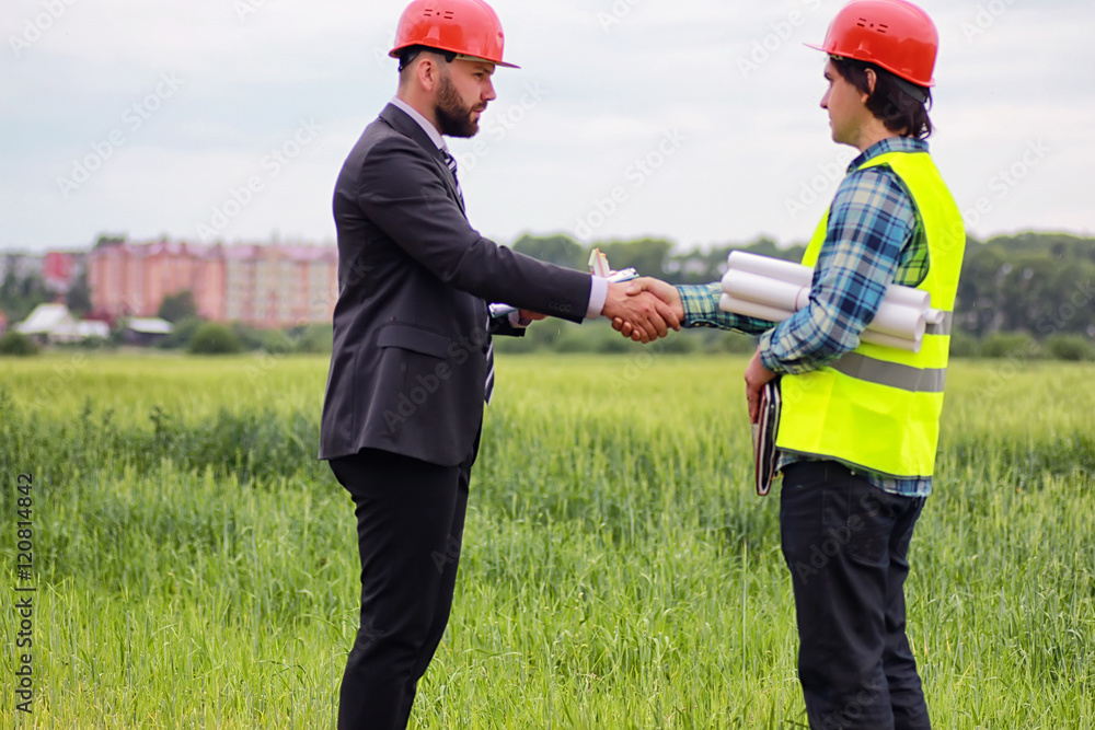 Fototapeta premium construction two man in the field