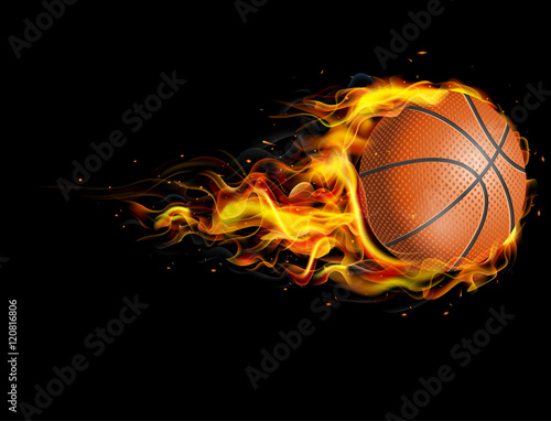 реалистичный баскетбольный мяч в огне © littlemagic