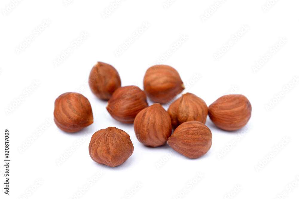 Healthy hazelnut isolated on white background Healthy hazelnut isolated on white background