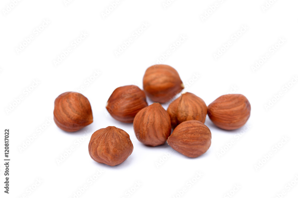 Healthy hazelnut isolated on white background Healthy hazelnut isolated on white background