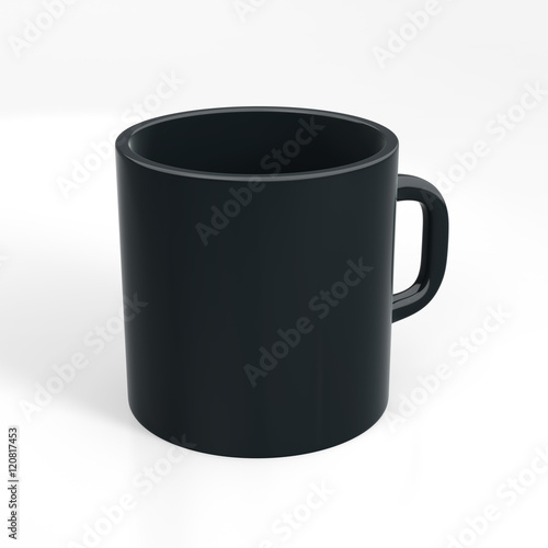 Caneca preta isolada sobre fundo branco. photo