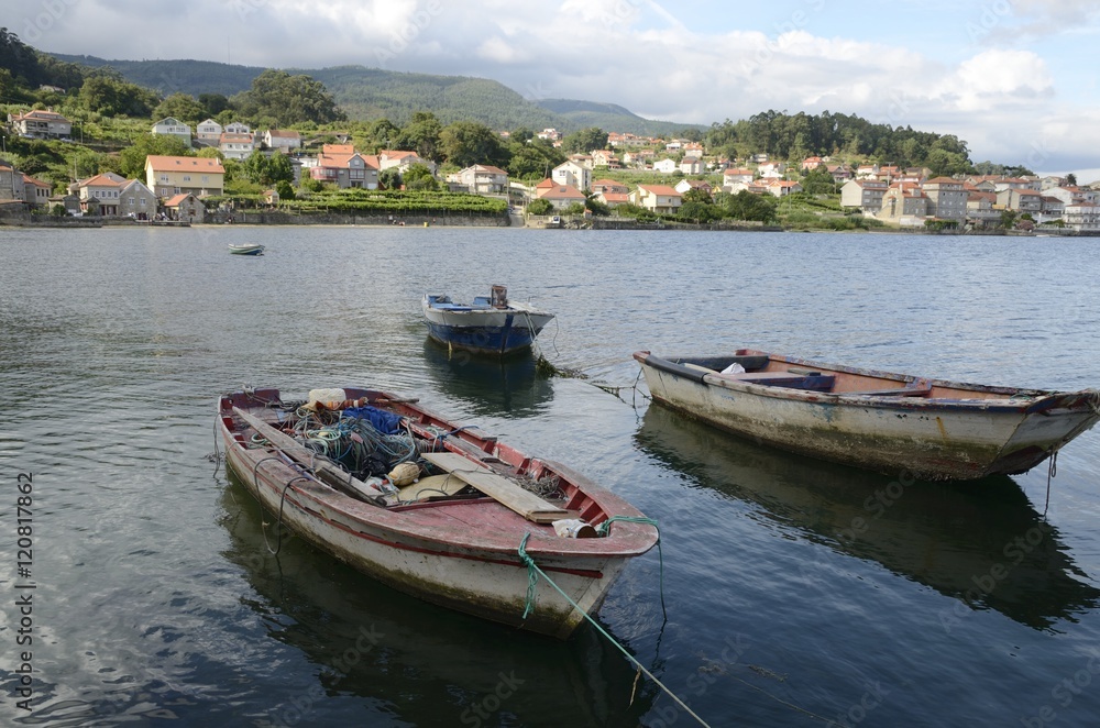 Fishing boats in the Ria of Combarro, Galicia, Spain