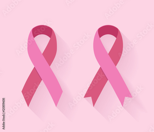 Pink ribbons (Breast Cancer Sign). Vector illustration.