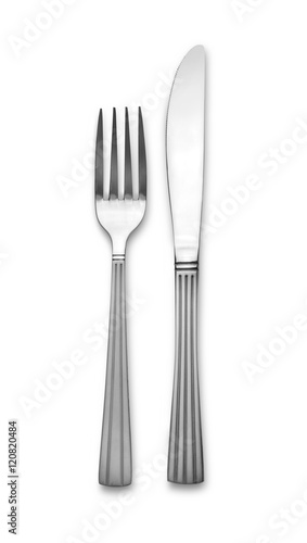 Knife and fork isolated