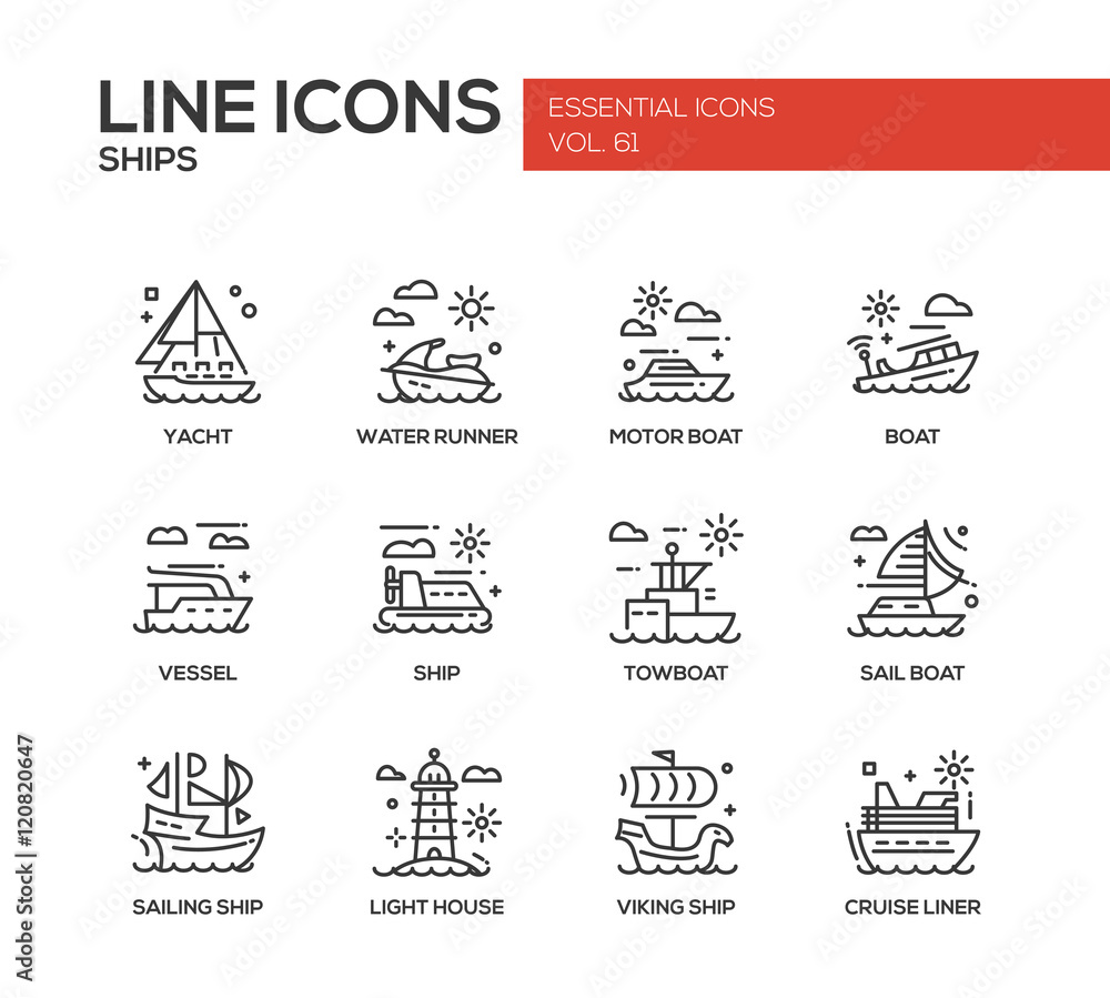 Ships - line design icons set