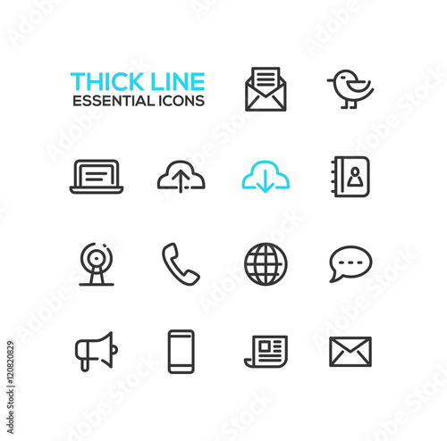 Network and Technology Symbols - thick line design icons set