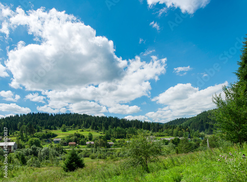 Beautiful landscape of the Carpathian village
