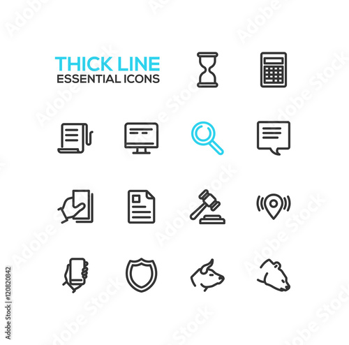 Business, Finance, Law Symbols - thick line design icons set