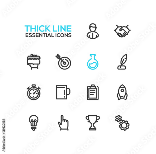 Business, Finance Symbols - thick line design icons set