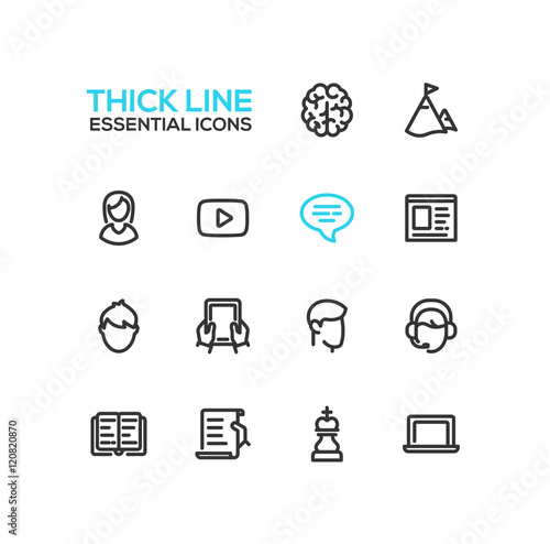 Business, Finance Symbols - thick line design icons set