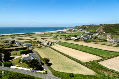 Village on the island of Jersey from the vantage point from the