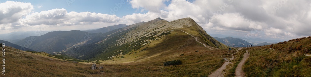 west panorama view from hillside of Dumbier in Nizke Tatry mountains in Slovakia