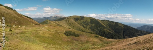 east panorama view from hillside of Velka Hola in Nizke Tatry mountains in Slovakia