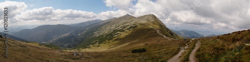 west panorama view from hillside of Dumbier in Nizke Tatry mountains in Slovakia