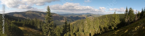 east panorama view from hillside of Rovienky  in Nizke Tatry mountains in Slovakia