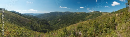 south panorama view from hillside of Vrbovica in Nizke Tatry mountains in Slovakia