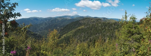 west panorama view from Havrania Polana in Nizke Tatry mountains in Slovakia