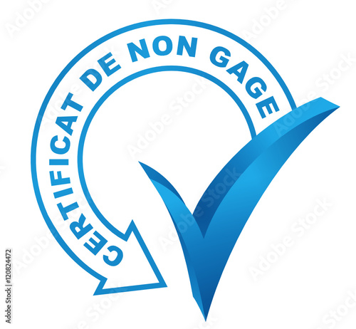 certificat de non gage sur symbole validé bleu