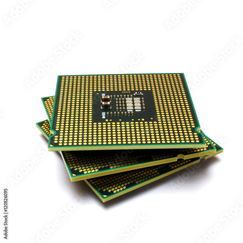 Central processing unit - CPU microchip isolated on white background.