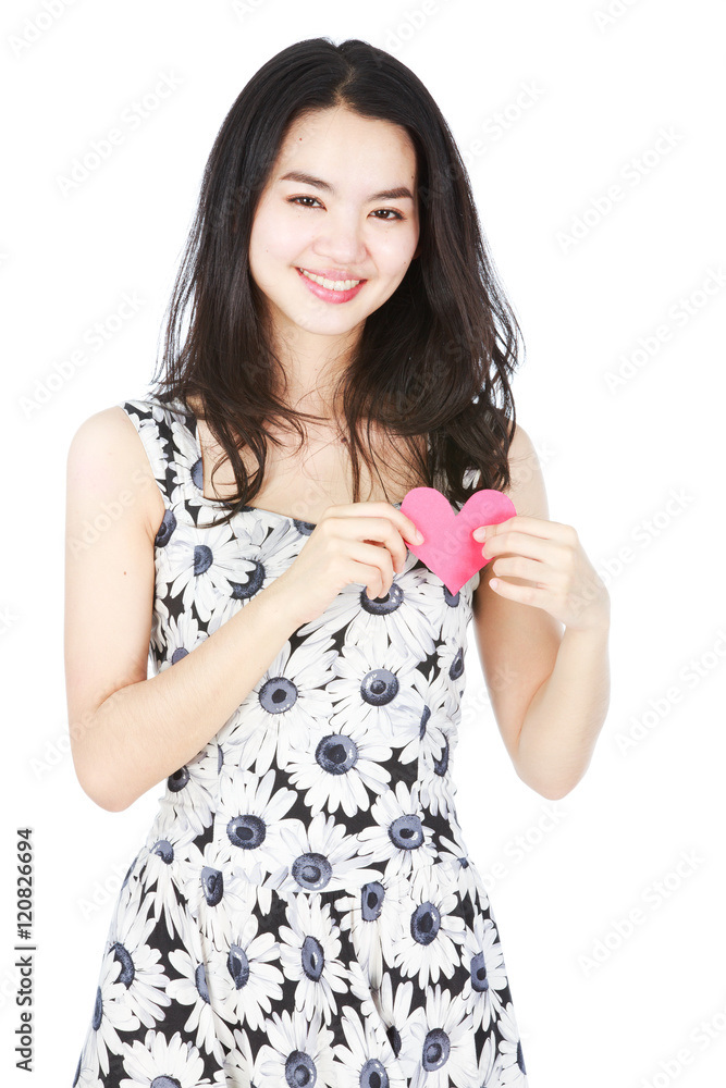 Young lady with hearth shaped paper Young lady with hearth shaped paper