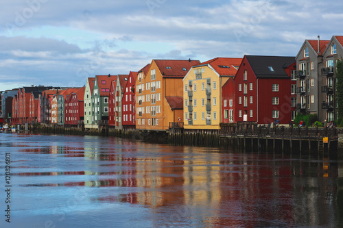 A different colored houses in Trondheim, Norway