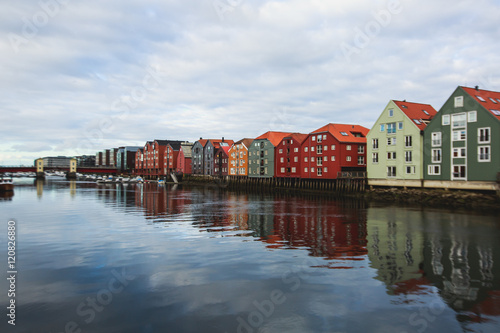 A different colored houses in Trondheim, Norway