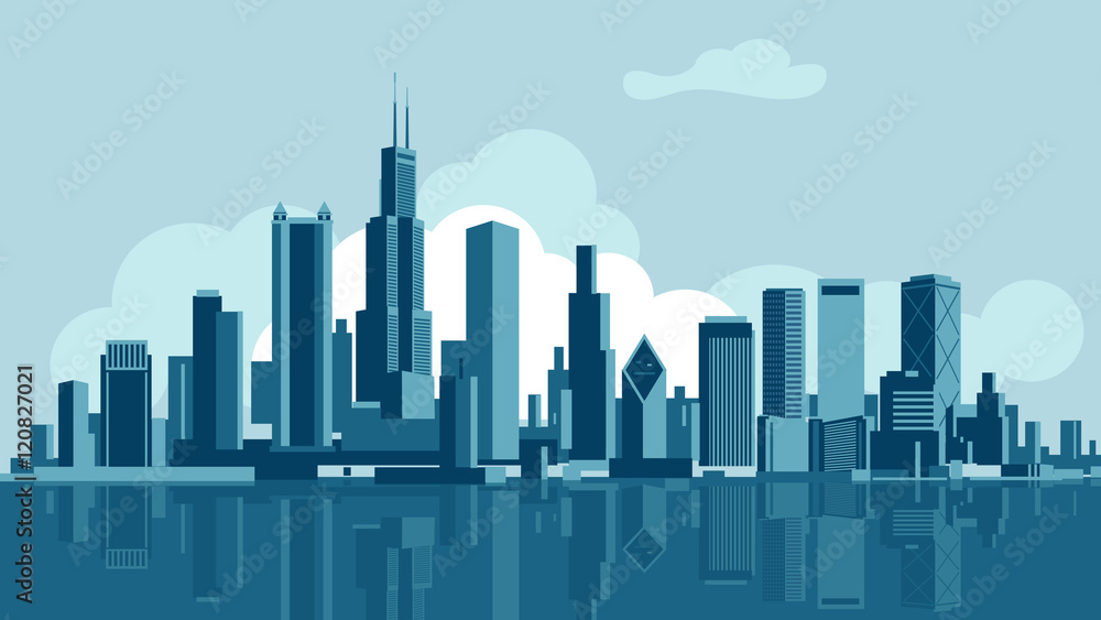 Chicago skyline - obrazy, fototapety, plakaty 