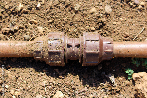 Drip irrigation. Pipe connection.