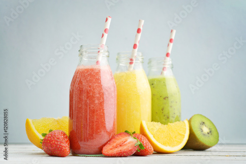 Fruit smoothies in retro bottles