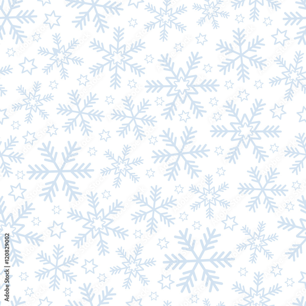Blue Snowflake Seemless Pattern Design
