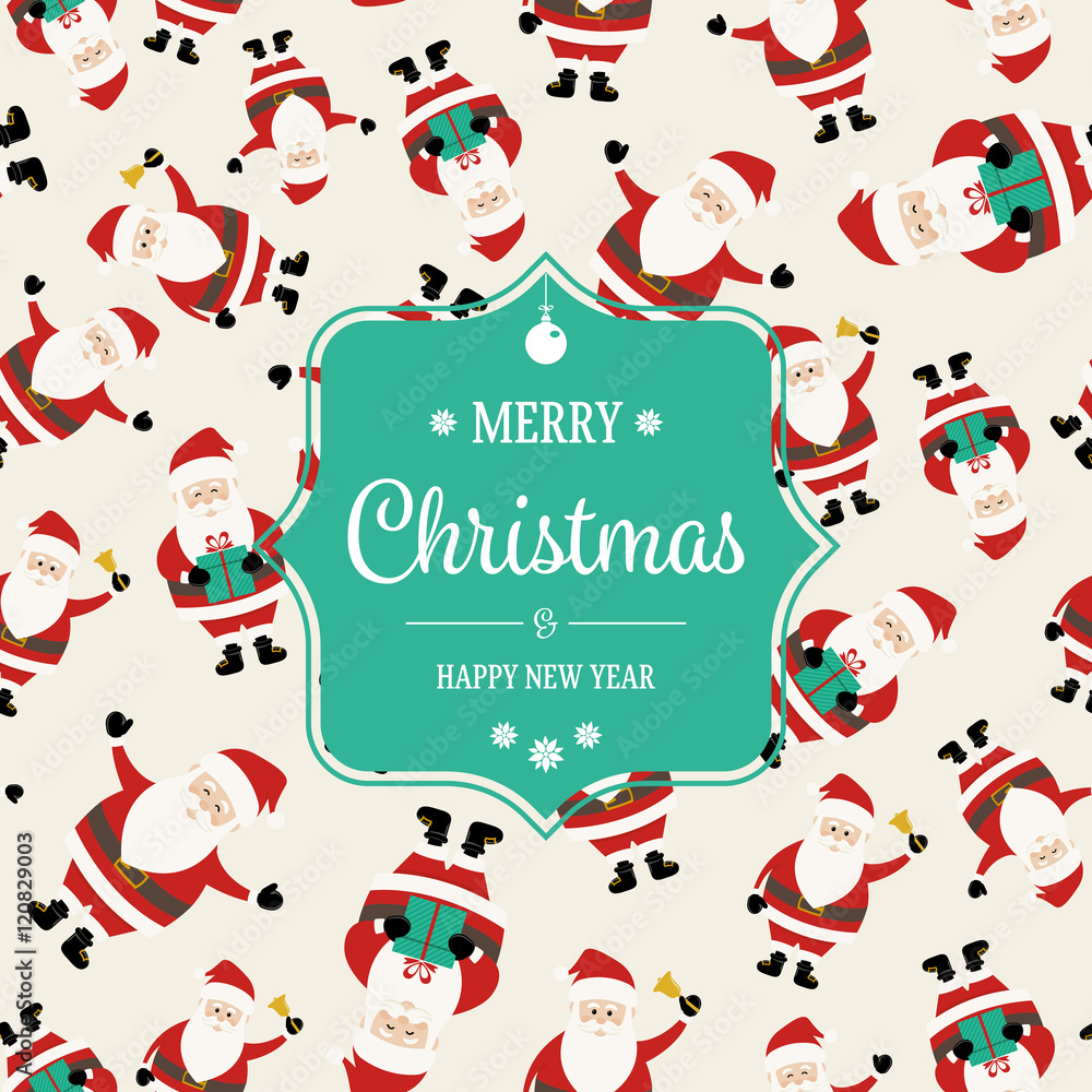 Fototapeta premium Santa Claus seemless Pattern Design with Greetings
