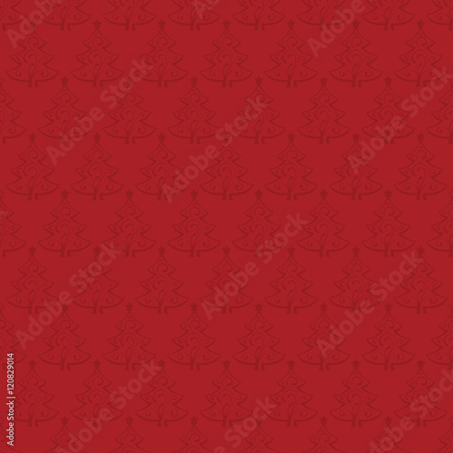 Red Christmas Tree Seemless Pattern Design