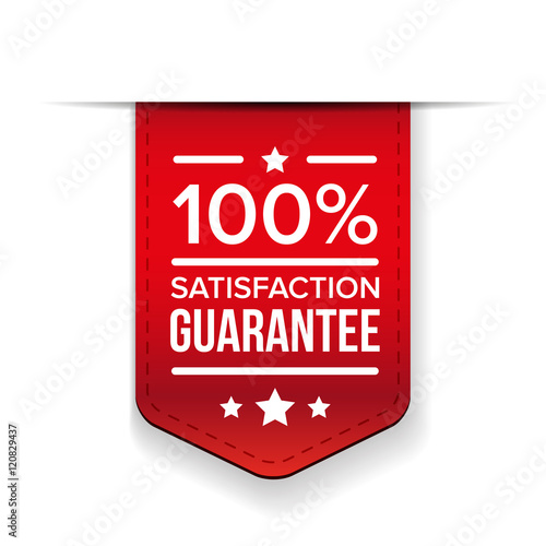 satisfaction guaranteed red ribbon vector