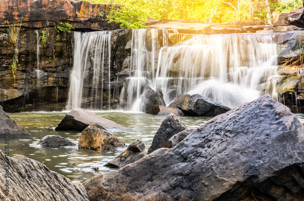 Fototapeta premium water fall in fresh nature forest
