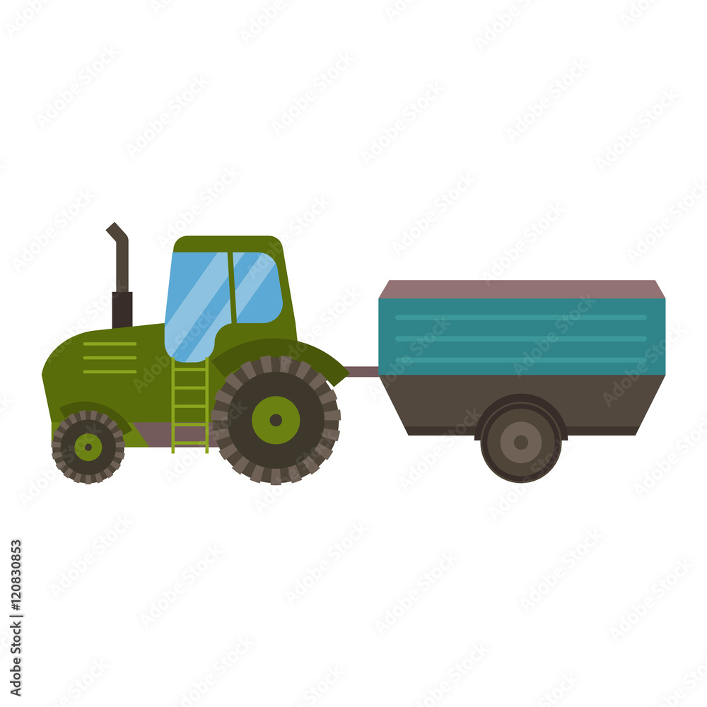 Vehicle tractor farm vector illustration isolated on white background. Construction industry farm harvesting machinery equipment tractors