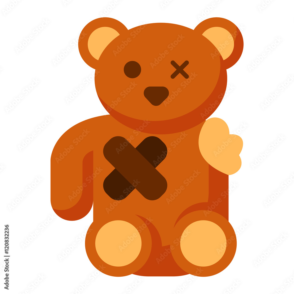 Obraz premium Broken toy bear vector illustration.