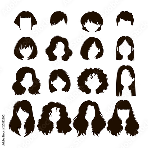 Vector woman hairstyle.