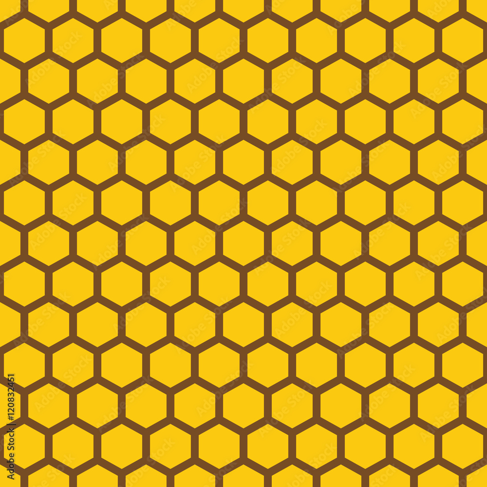Honeycomb seamless pattern.Vector illustration.Hexagonal cell texture. Grid on yellow background.Geometric design. Modern stylish abstract texture. Template for print, textile, wrapping and decoration