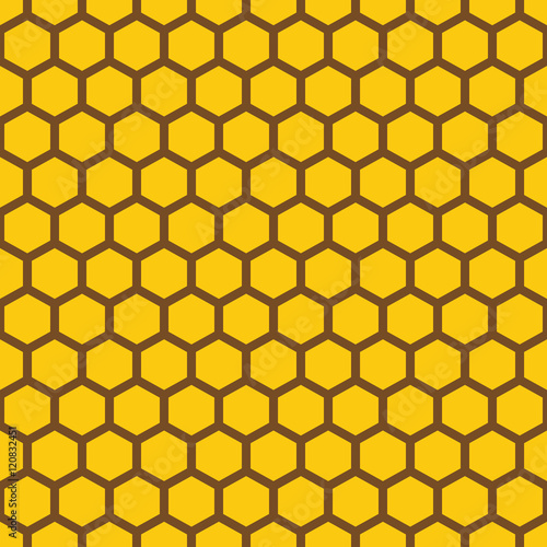 Honeycomb seamless pattern.Vector illustration.Hexagonal cell texture. Grid on yellow background.Geometric design. Modern stylish abstract texture. Template for print, textile, wrapping and decoration