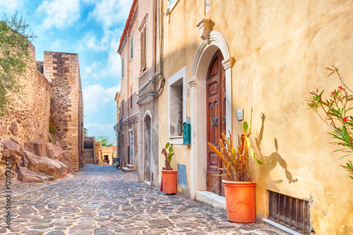 the beautiful alley of castelsardo old city photo