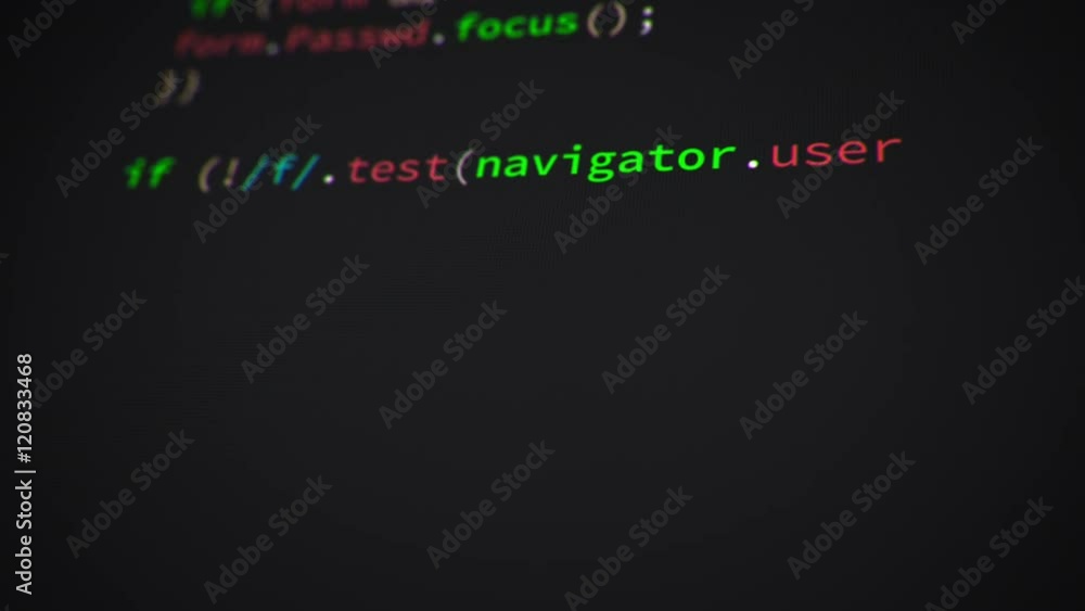 Software developer programming website code in a scrolling loop Software developer programming website code in a scrolling loop