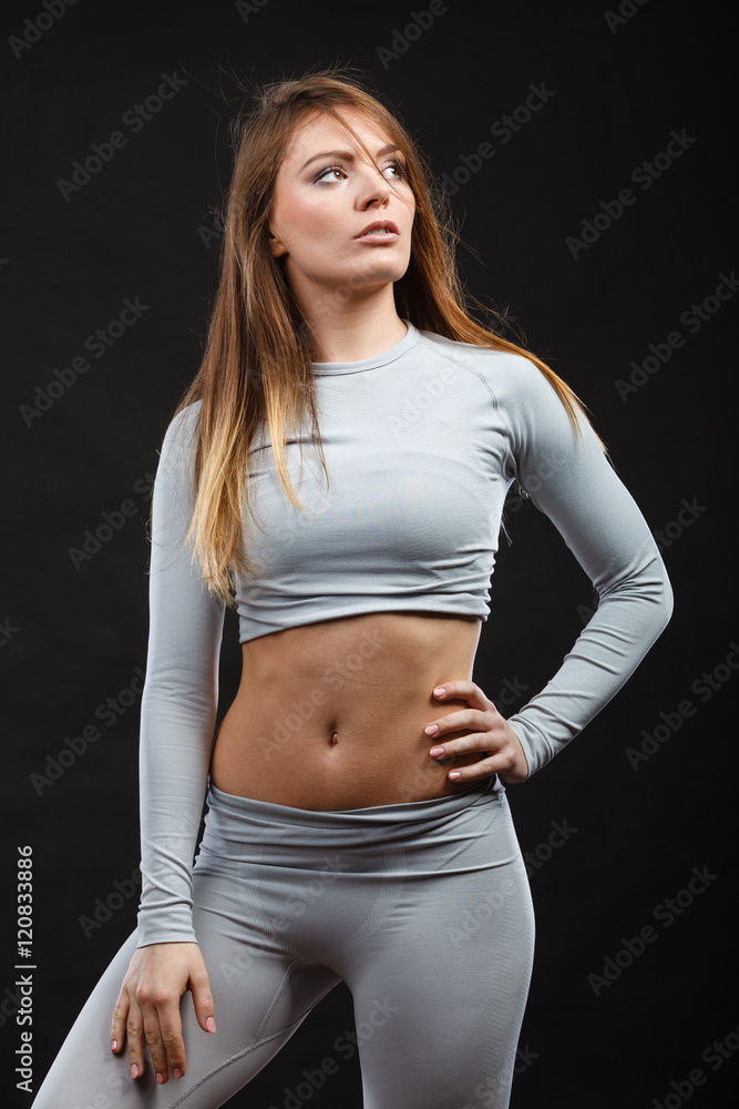 Sporty woman wearing thermoactive underwear. Sporty woman wearing thermoactive underwear.