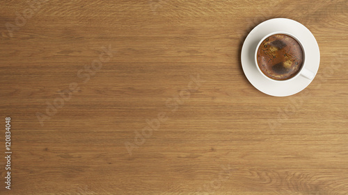 coffee cup on the wooden desk concept design background