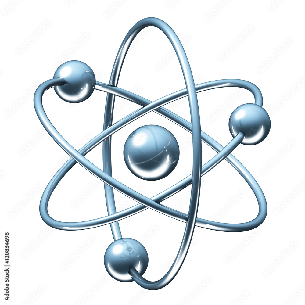Orbital model of atom - physics 3D illustration Orbital model of atom - physics 3D illustration