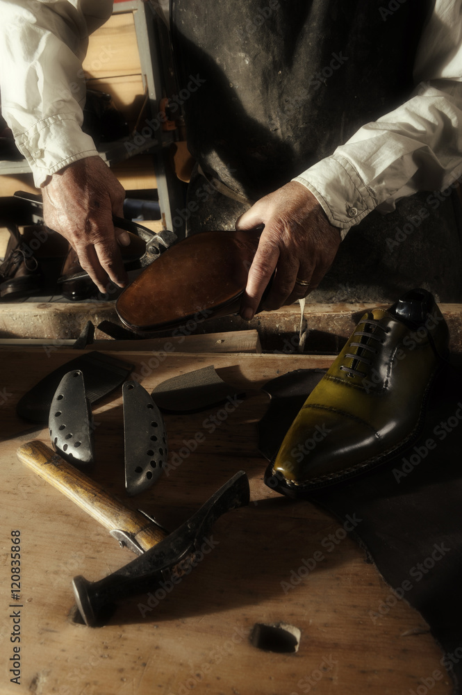 craftsman making luxury handmade man shoes craftsman making luxury handmade man shoes