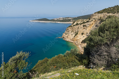 Amazing panorama with blue waters in Thassos island  East Macedonia and Thrace  Greece  